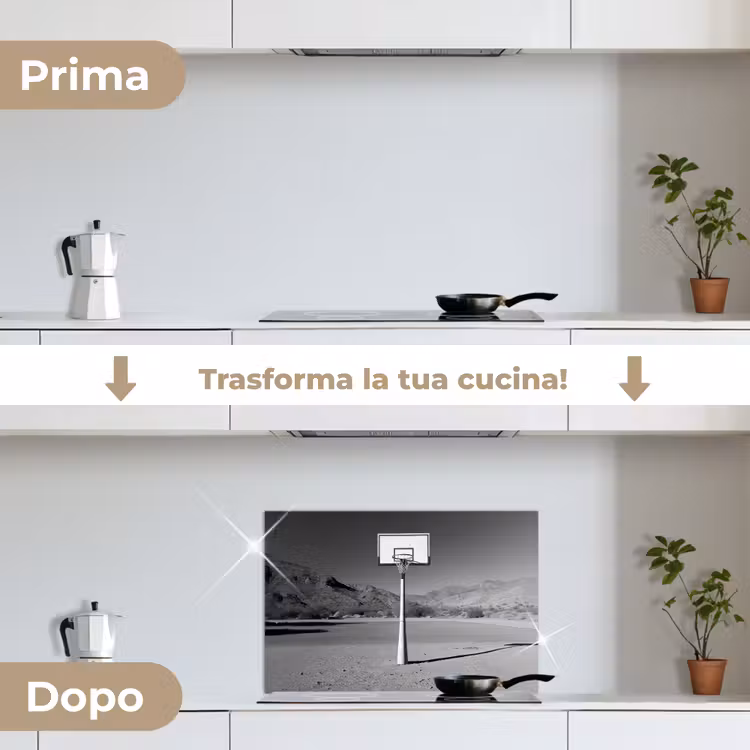Paraschizzi cucina - Palo da basket - Paesaggio - Sabbia - Bianco — 7