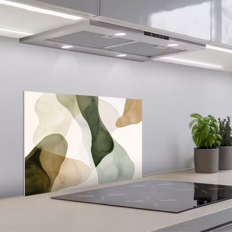 Paraschizzi cucina - Japandi - Astratto - Verde — 1
