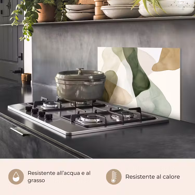 Paraschizzi cucina - Japandi - Astratto - Verde — 2