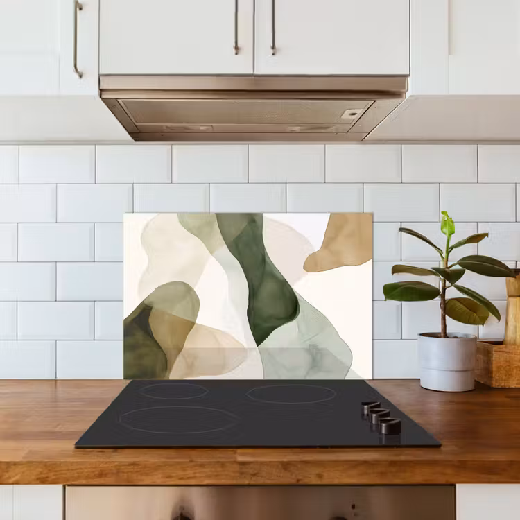 Paraschizzi cucina - Japandi - Astratto - Verde — 3