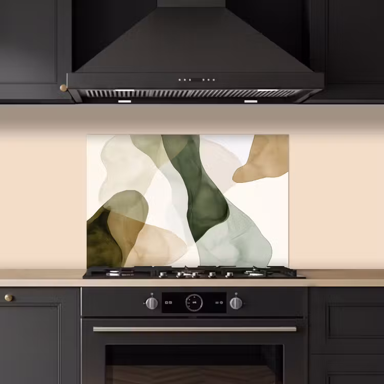 Paraschizzi cucina - Japandi - Astratto - Verde — 5