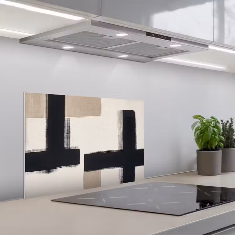 Paraschizzi cucina - Nero - Astratto - Giapponese — 1