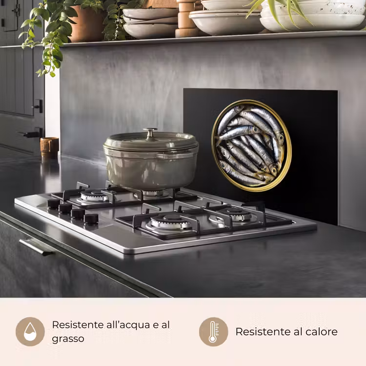 Paraschizzi cucina - Sardine - Pesce - Rotondo - Nero — 2
