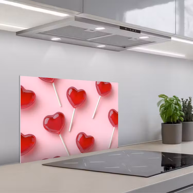 Paraschizzi cucina - Lecca-lecca - Cuori - Rosa — 1