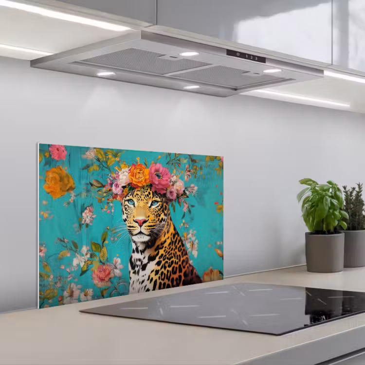Paraschizzi cucina - Leopardo - Fiori - Corona — 1