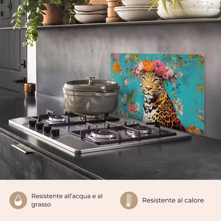 Paraschizzi cucina - Leopardo - Fiori - Corona — 2