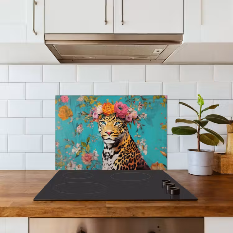 Paraschizzi cucina - Leopardo - Fiori - Corona — 3