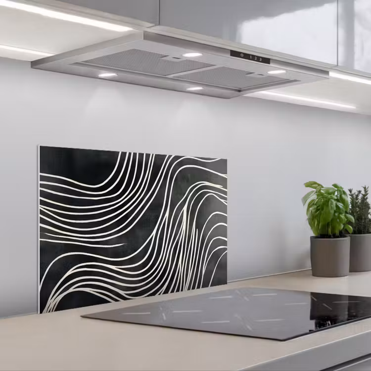 Paraschizzi cucina - Linee - Motivo - Astratto - Bianco — 1