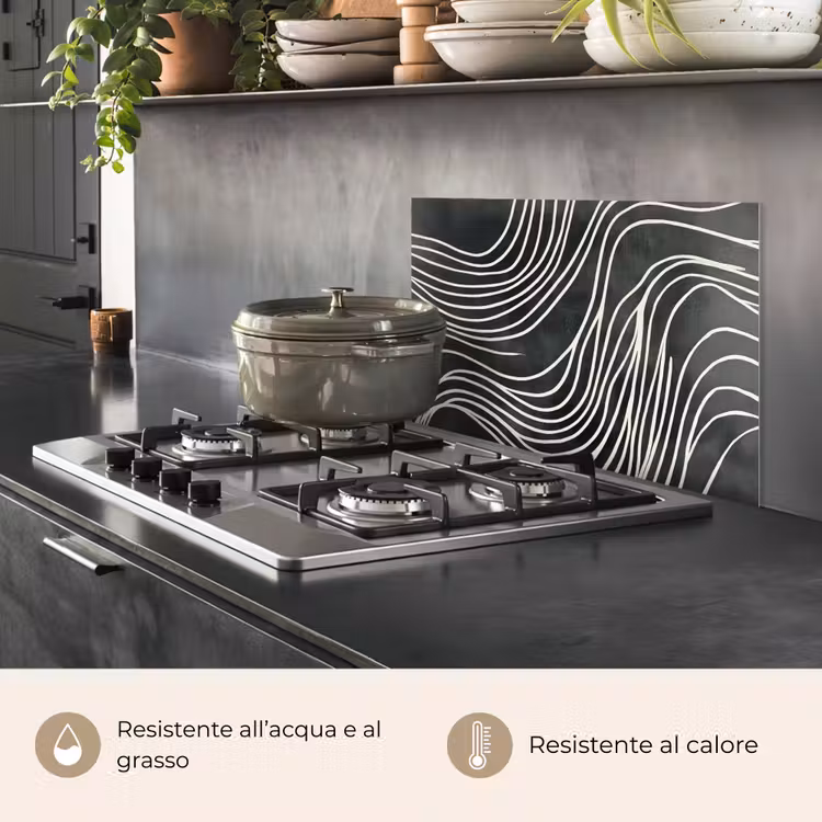 Paraschizzi cucina - Linee - Motivo - Astratto - Bianco — 2