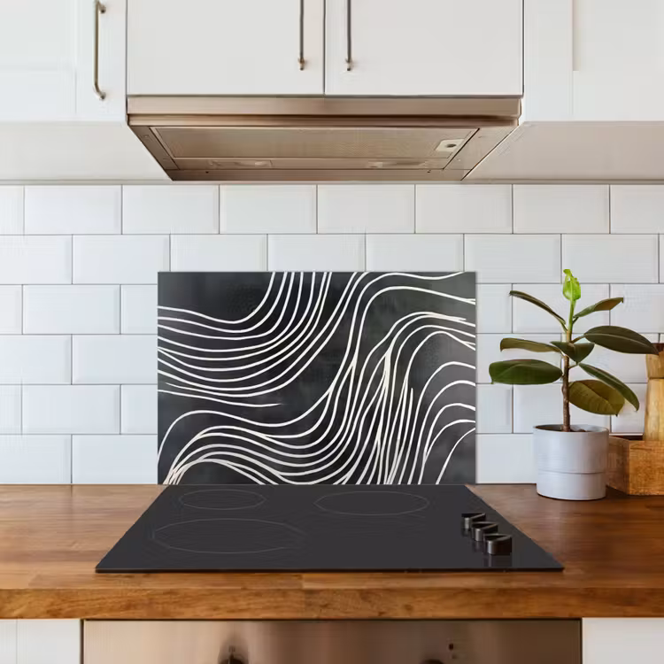Paraschizzi cucina - Linee - Motivo - Astratto - Bianco — 3