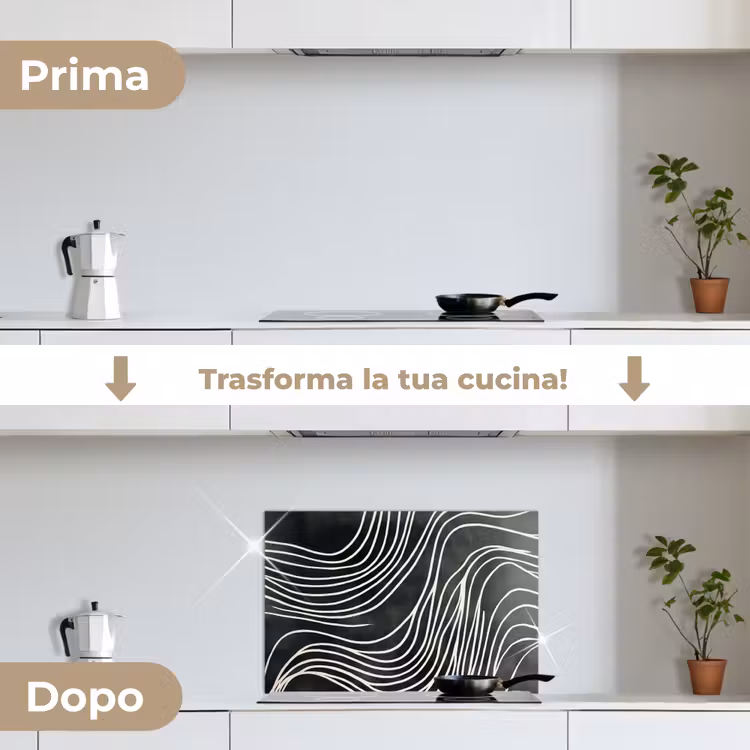 Paraschizzi cucina - Linee - Motivo - Astratto - Bianco — 7