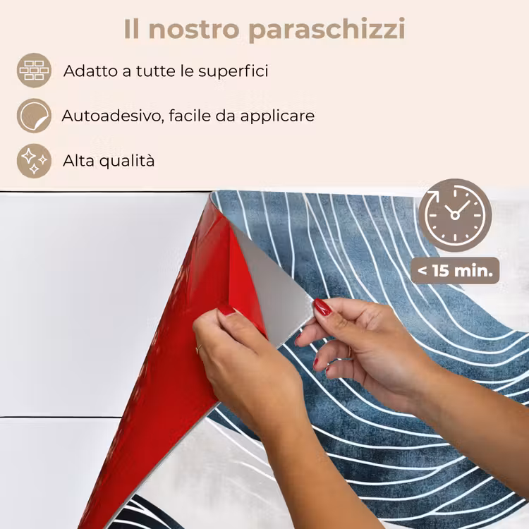 Paraschizzi cucina - Linee - Onde - Astratto - Blu — 4