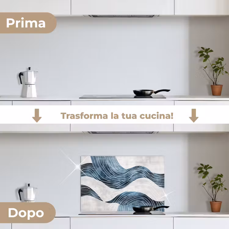 Paraschizzi cucina - Linee - Onde - Astratto - Blu — 7