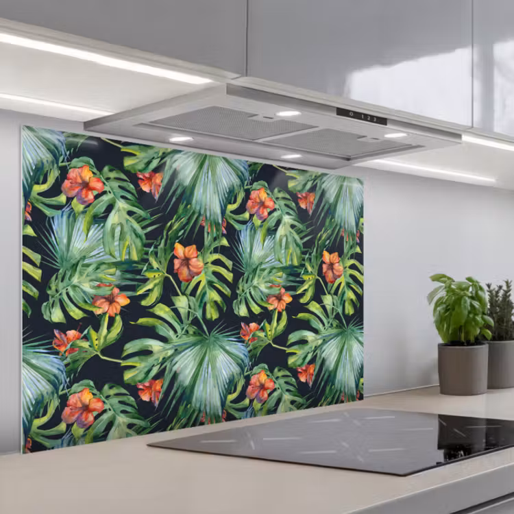 Paraschizzi cucina - Tropicale - Fiori - Foglie - Giungla — 1