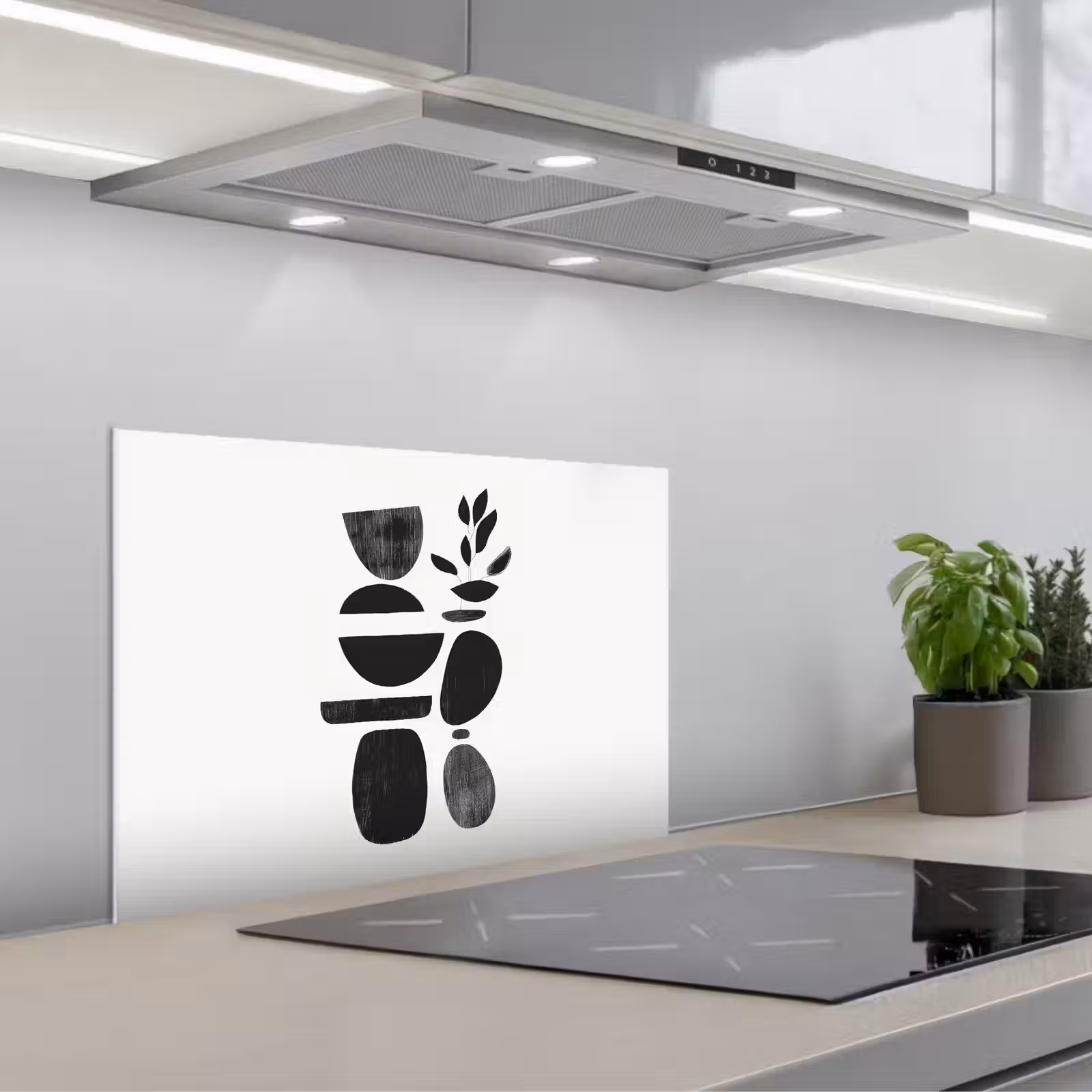 Paraschizzi cucina - Japandi - Nero - Astratto — 1