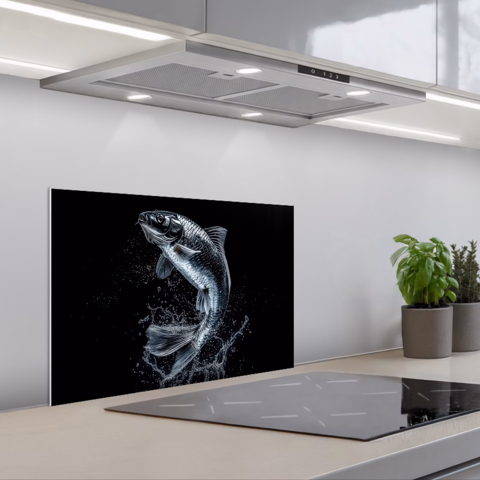 Paraschizzi cucina - Pesce - Koi - Nero - Acqua — 1
