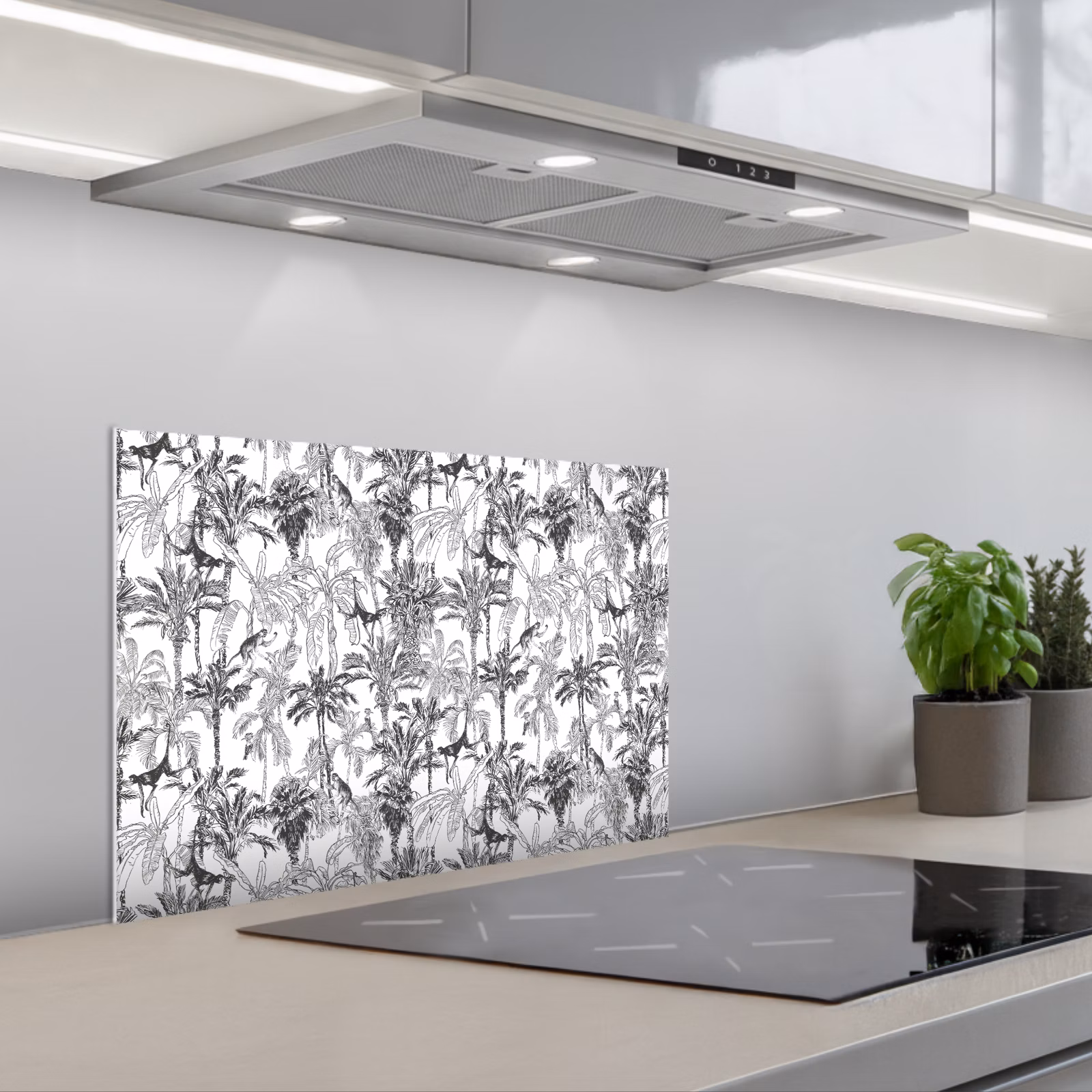 Paraschizzi cucina - Scimmia - Giungla - Astratto - Grigio — 1