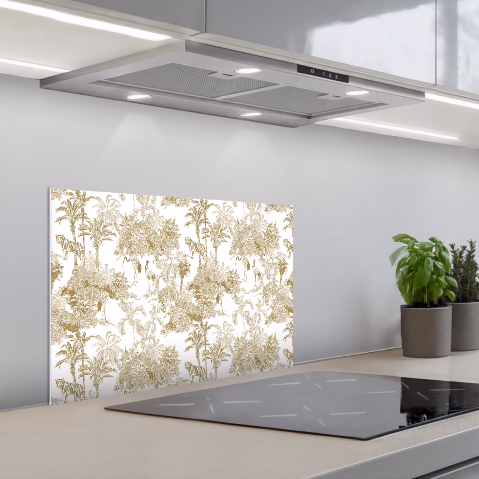 Paraschizzi cucina - Tigre - Giungla - Uccello - Beige — 1