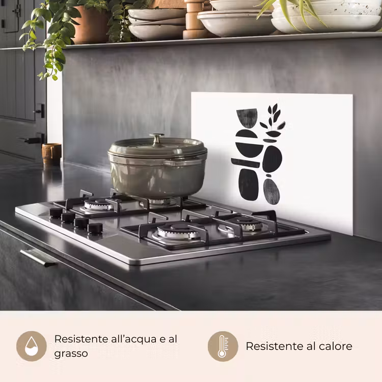 Paraschizzi cucina - Japandi - Nero - Astratto — 2