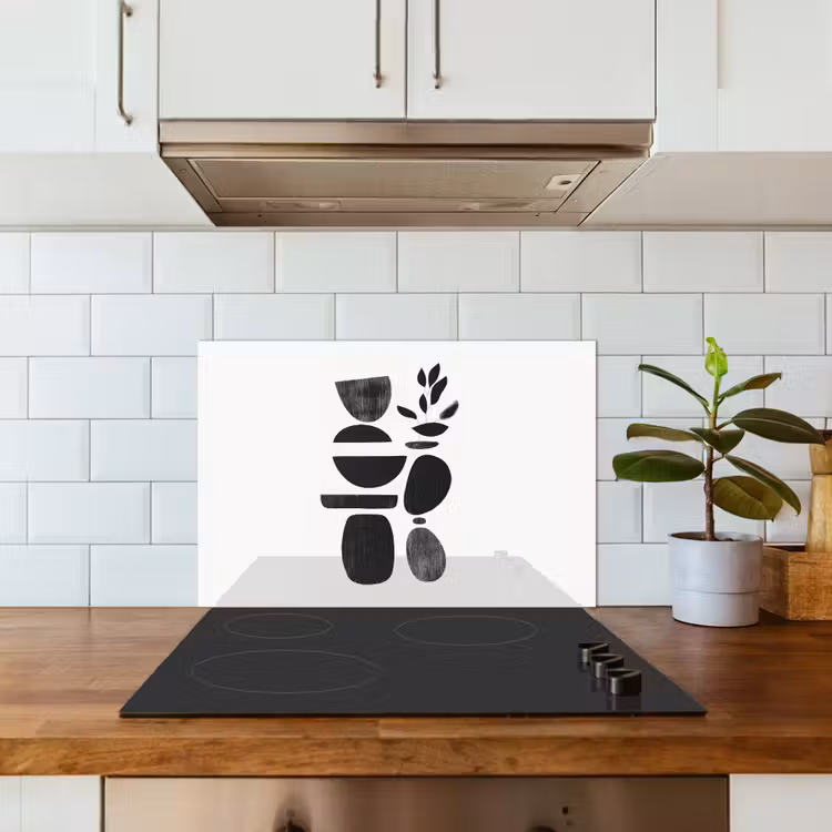 Paraschizzi cucina - Japandi - Nero - Astratto — 3
