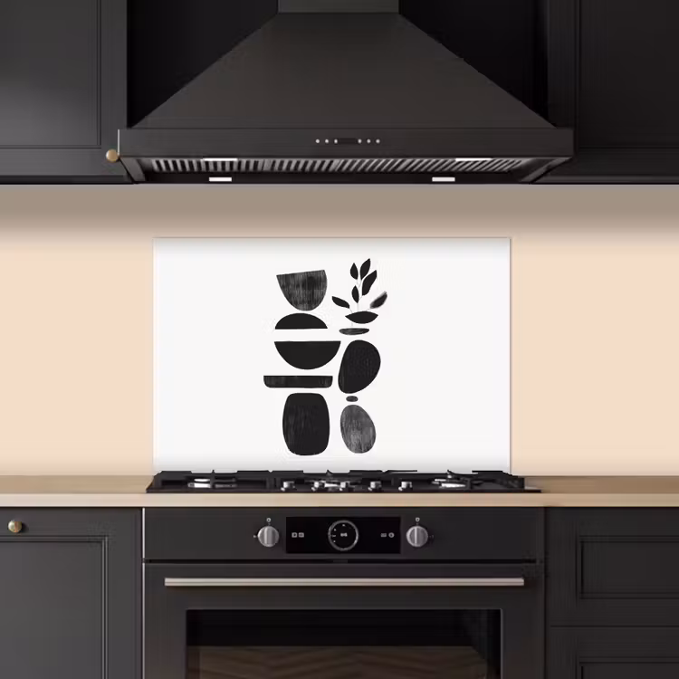 Paraschizzi cucina - Japandi - Nero - Astratto — 5
