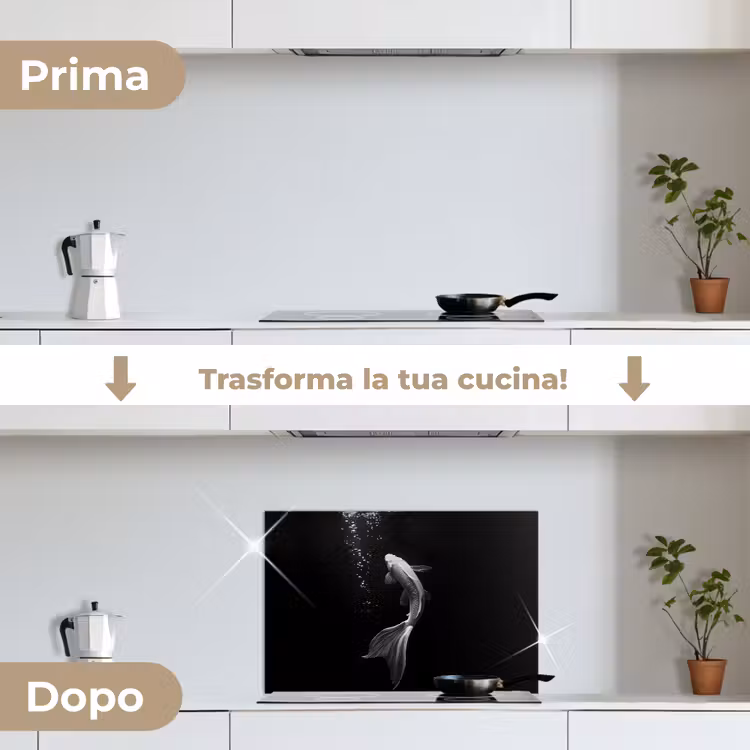 Paraschizzi cucina - Koi - Pesce - Bianco - Nero — 7