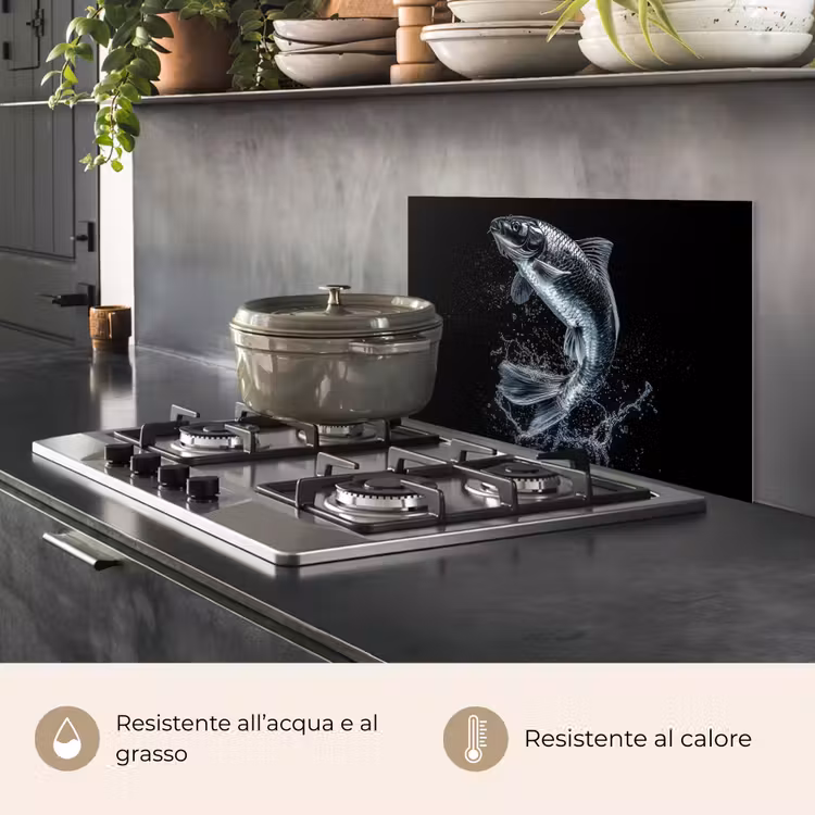 Paraschizzi cucina - Pesce - Koi - Nero - Acqua — 2
