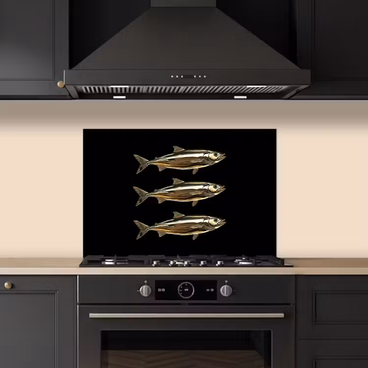 Paraschizzi cucina - Pesci - Oro - Nero — 5
