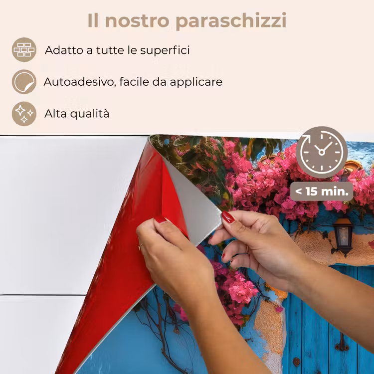 Paraschizzi cucina - Porta - Legno - Fiori - Blu — 4