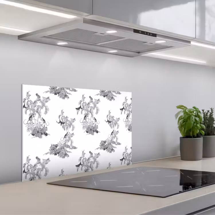 Paraschizzi cucina - Scimmia - giungla - grigio — 1
