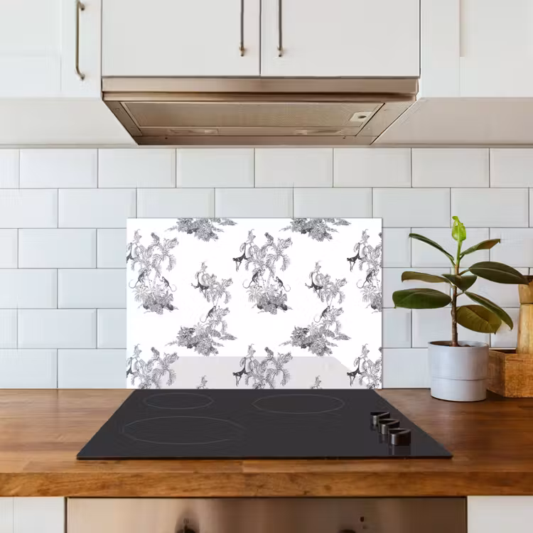 Paraschizzi cucina - Scimmia - giungla - grigio — 3