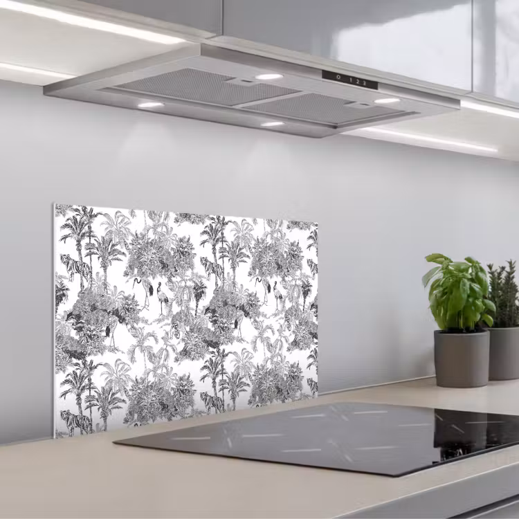 Paraschizzi cucina - Tigre - Giungla - Motivo - Grigio — 1