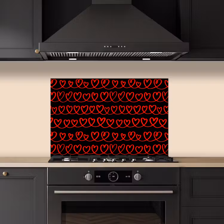 Paraschizzi cucina - Intreccio - Cuori - Nero - Rosso — 5