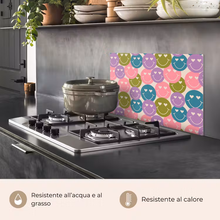 Paraschizzi cucina - Motivo - Smiley - Colorato - Cuori — 2