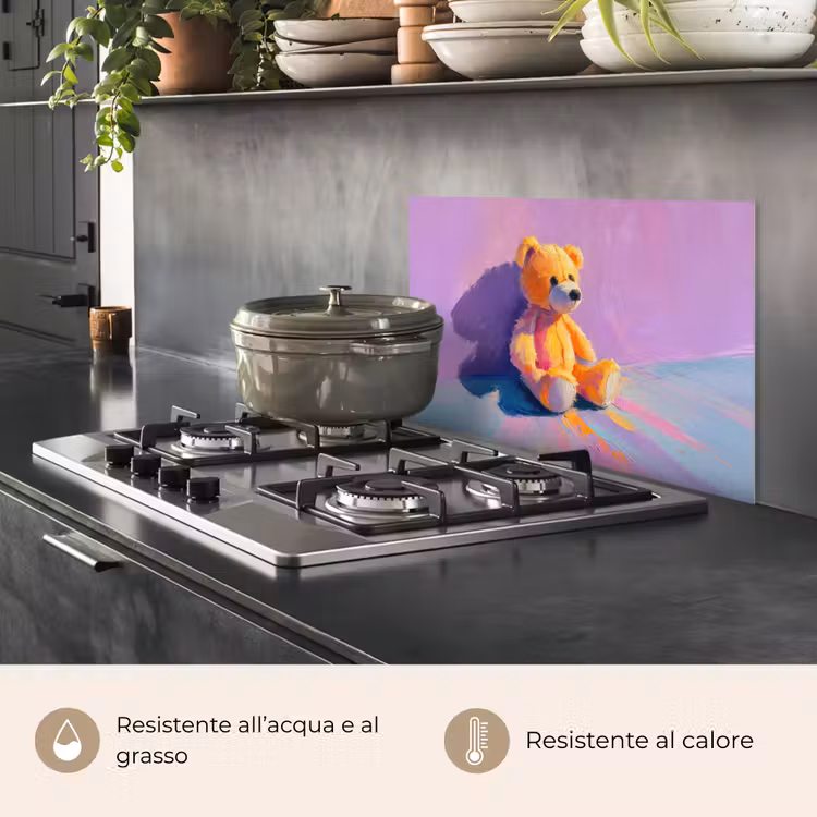 Paraschizzi cucina - Orsacchiotto - Ombra - Pennellate - Viola — 2