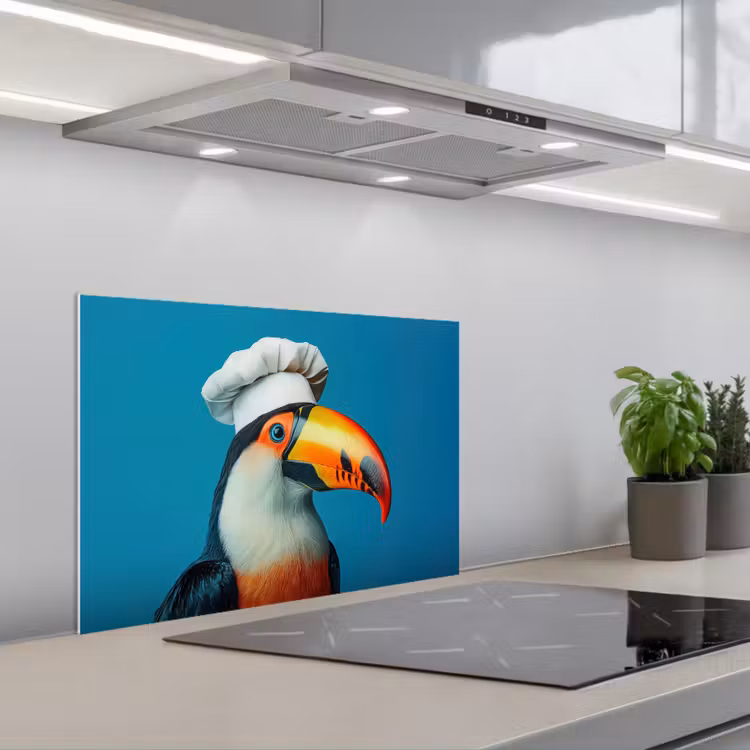 Paraschizzi cucina - Tucano - Pappagallo - Uccello - Cappello da cuoco — 1