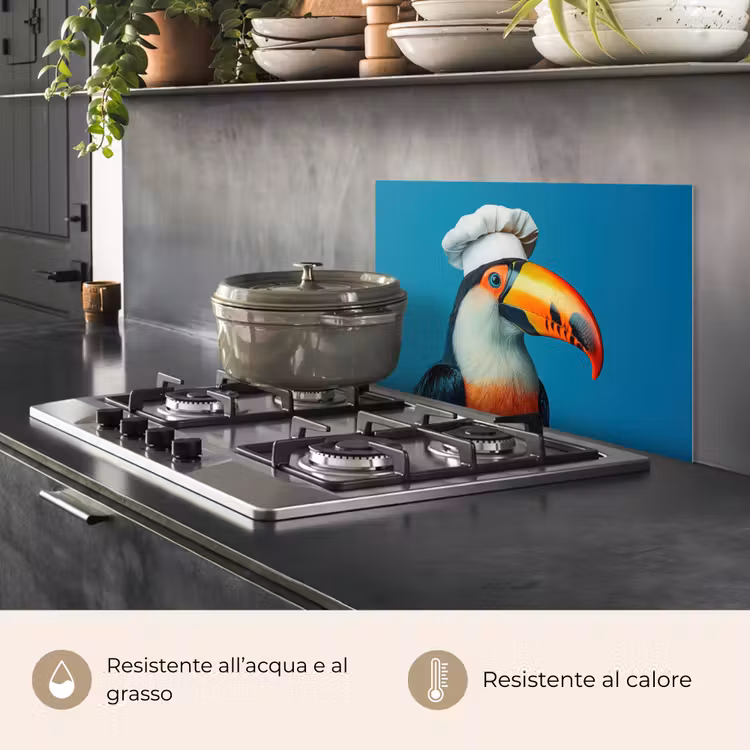 Paraschizzi cucina - Tucano - Pappagallo - Uccello - Cappello da cuoco — 2