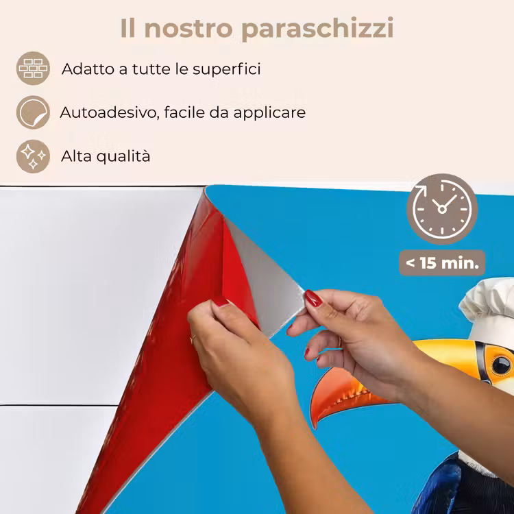 Paraschizzi cucina - Tucano - Piedistallo - Uccello - Cappello da cuoco — 4