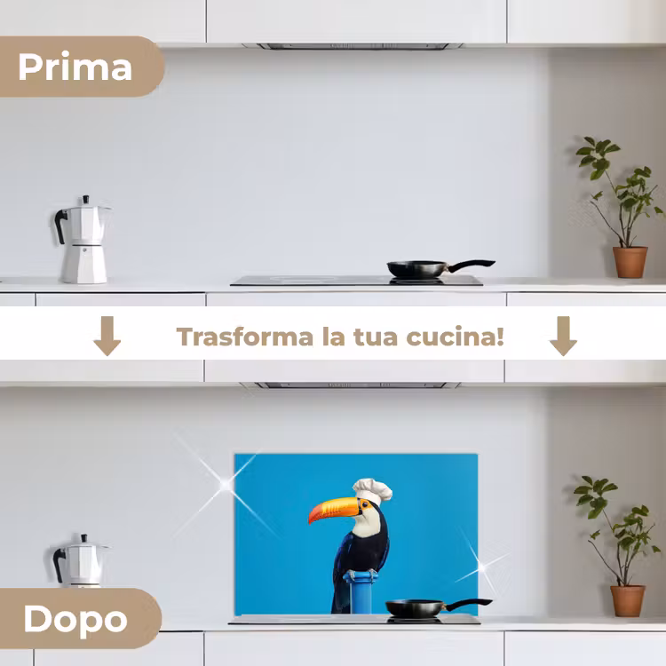 Paraschizzi cucina - Tucano - Piedistallo - Uccello - Cappello da cuoco — 7