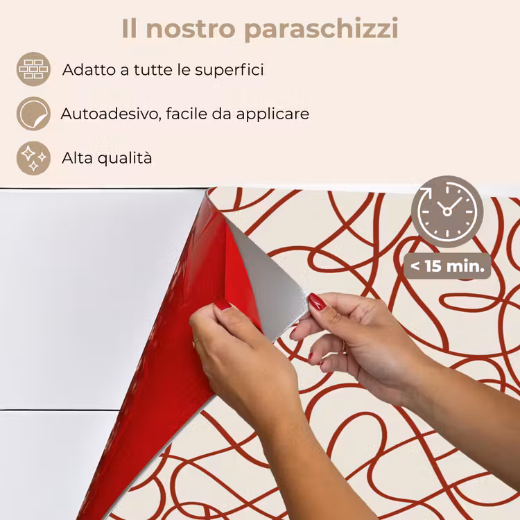 Paraschizzi cucina - Linee - Astratto - Rosso - Beige — 4