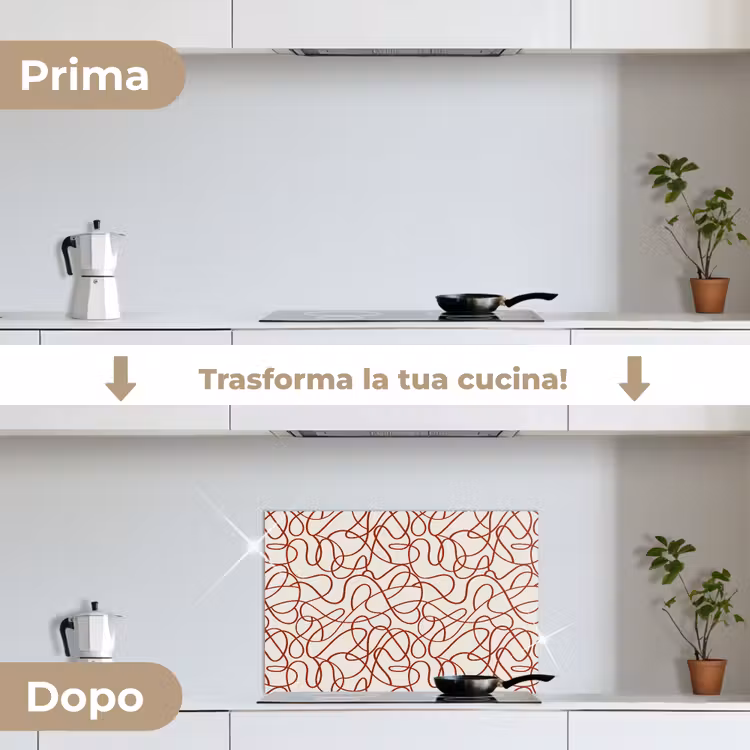 Paraschizzi cucina - Linee - Astratto - Rosso - Beige — 7