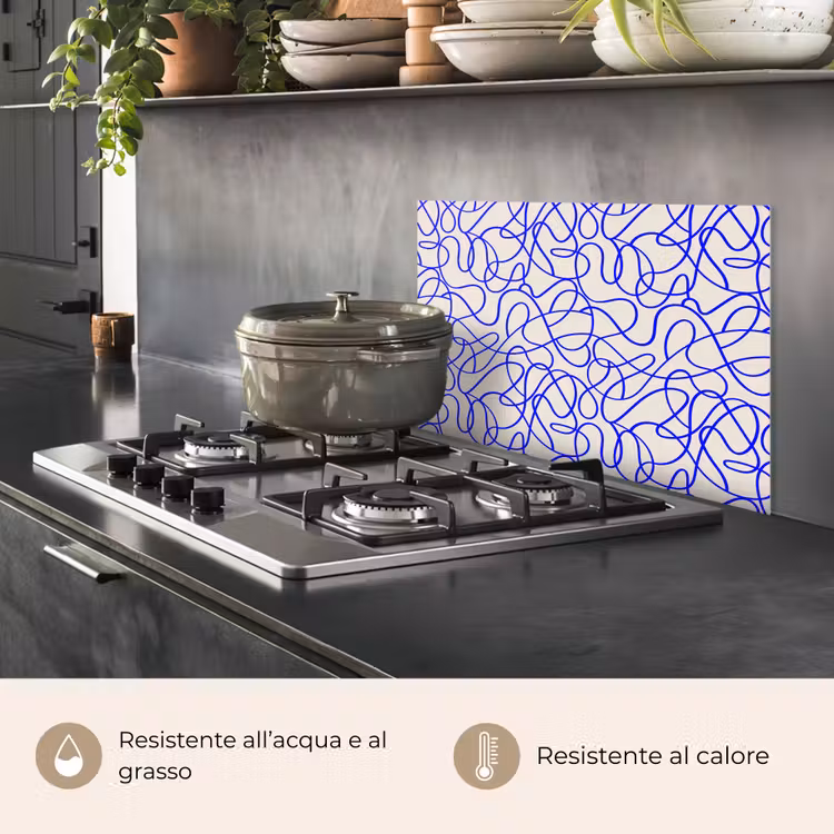 Paraschizzi cucina - Modelli - Beige - Blu - Linee — 2