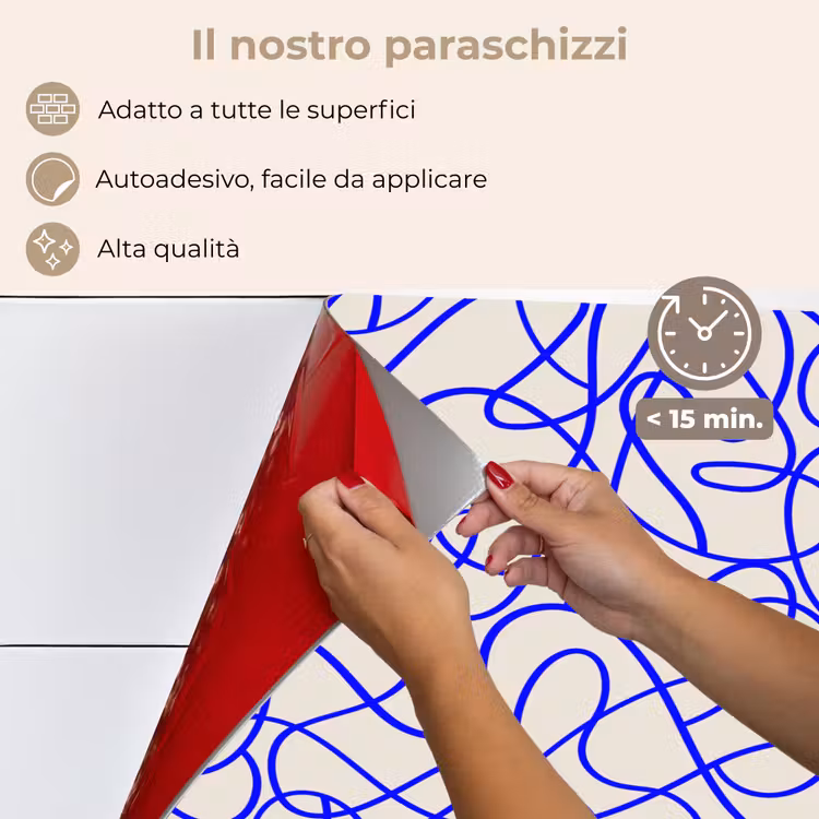 Paraschizzi cucina - Modelli - Beige - Blu - Linee — 4