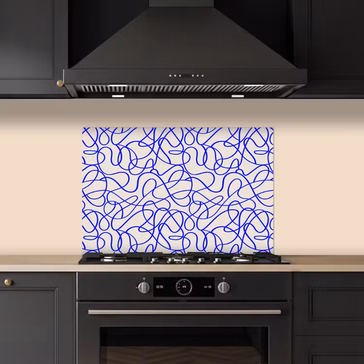 Paraschizzi cucina - Modelli - Beige - Blu - Linee — 5