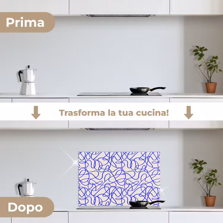 Paraschizzi cucina - Modelli - Beige - Blu - Linee — 7