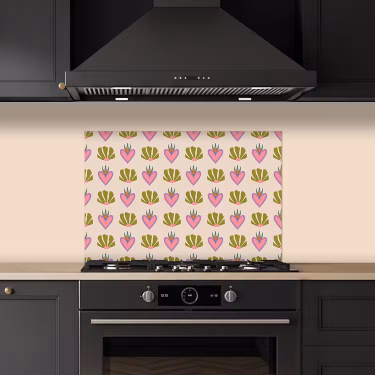 Paraschizzi cucina - Motivo - Beige - Cuori - Fiori — 5