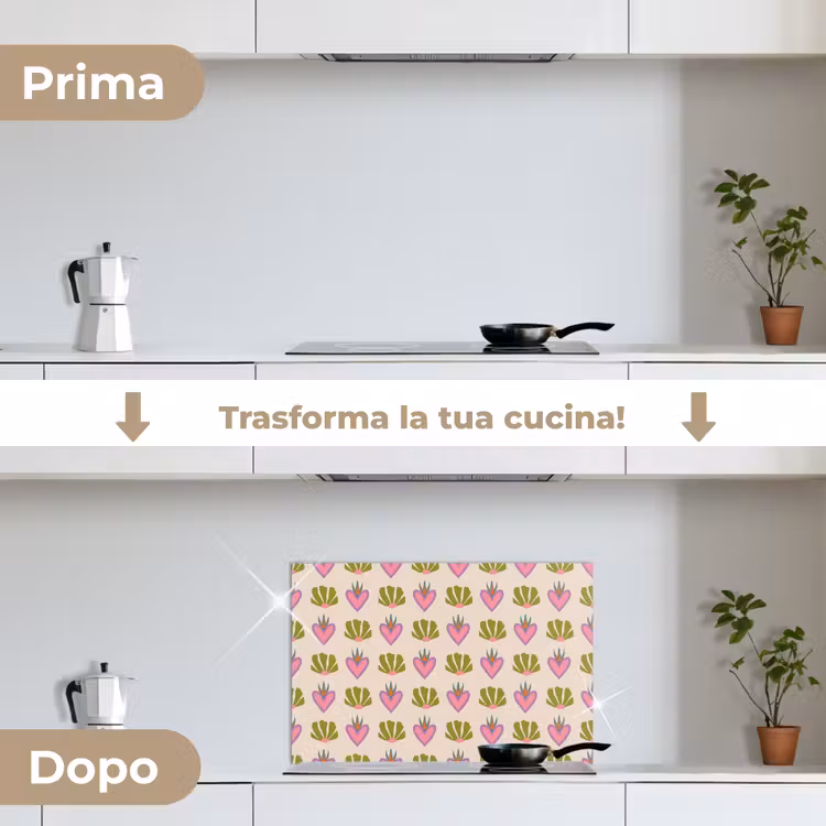 Paraschizzi cucina - Motivo - Beige - Cuori - Fiori — 7
