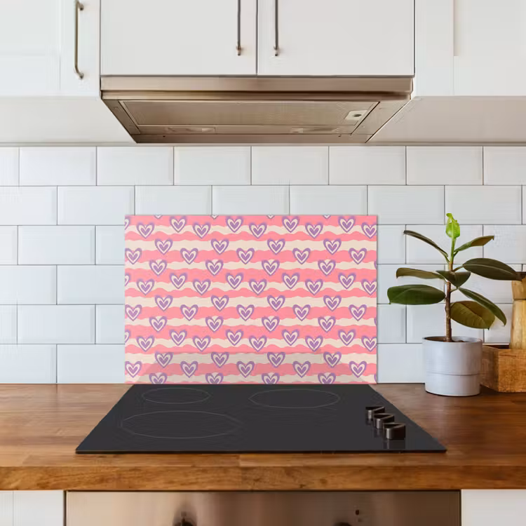 Paraschizzi cucina - Onde - Motivo - Cuori - Retro — 3
