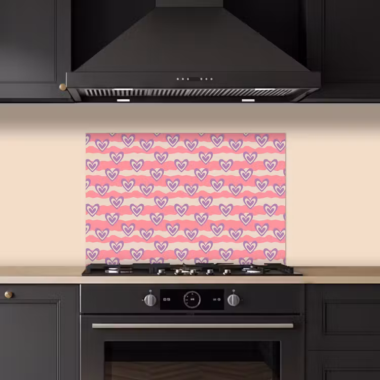 Paraschizzi cucina - Onde - Motivo - Cuori - Retro — 5