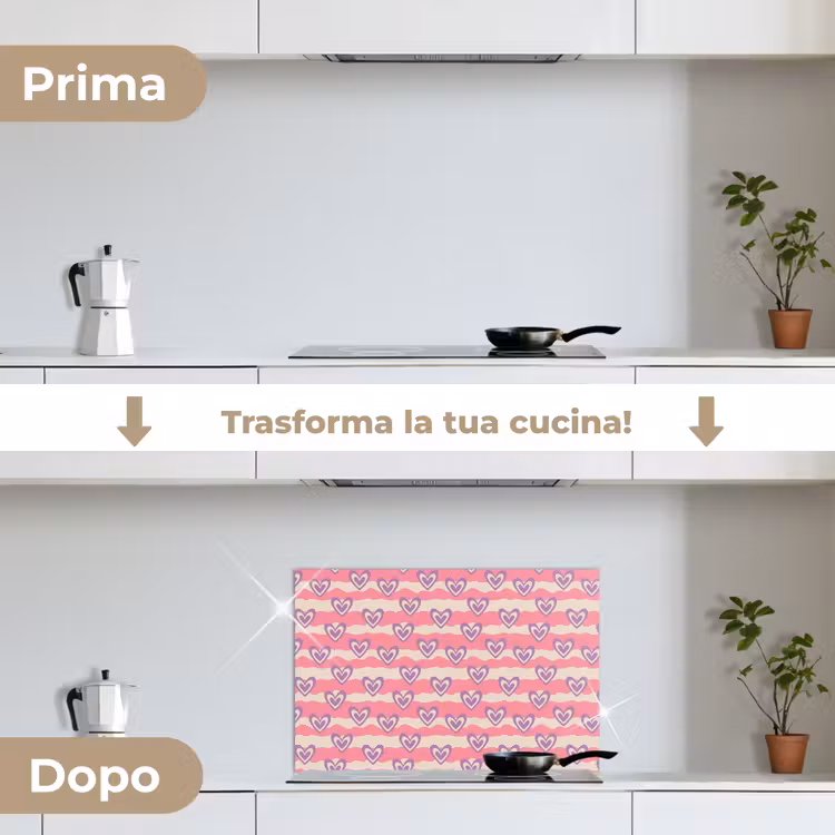 Paraschizzi cucina - Onde - Motivo - Cuori - Retro — 7